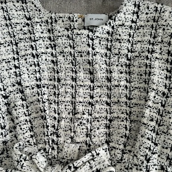 St. John Tweed Plaid A-Line Dress - Picture 6 of 11